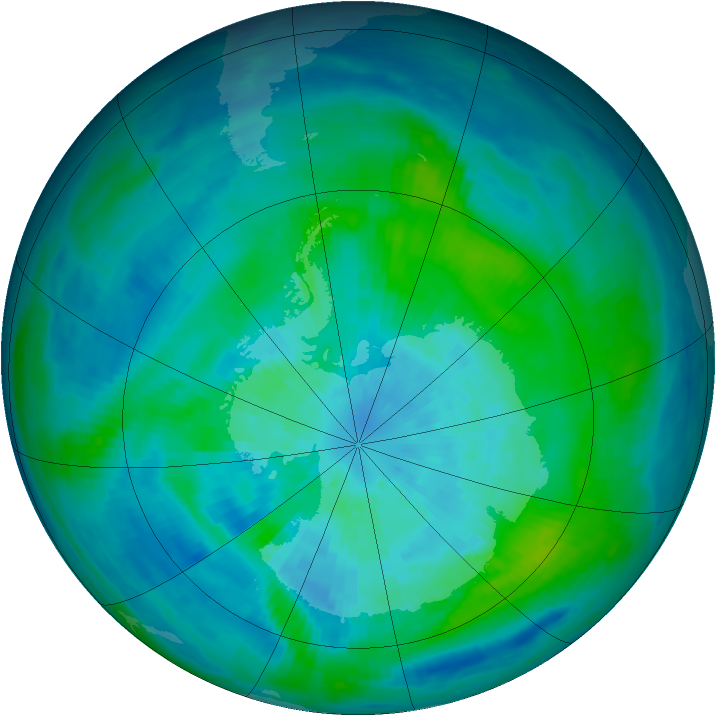 Antarctic ozone map for 19 March 1987